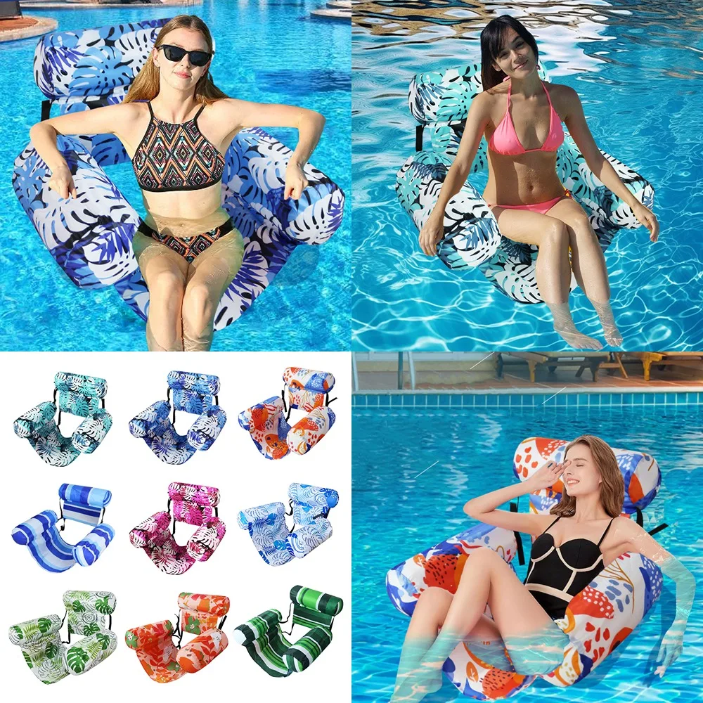 Aufblasbarer Lounge-Stuhl für Schwimmbad, Party, Strand, Freizeit, schwimmende Betten, Sommerwasser, schwimmender Liegestuhl mit Arm und Rückenlehne Image