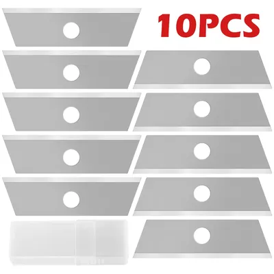 10Pcs Utility Knife Blades Steel Cutter Blades with Plastic Case Standard Blades for Utility Knife Replacement Stripper Blade