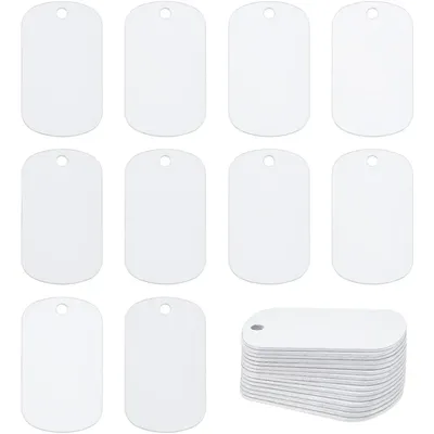 Aluminum Blank Rectangle Aluminum Stamping Tag Blank Dog Tag Double Sided Transfer Tags for DIY Keychains Pets Tags Project 2x1"