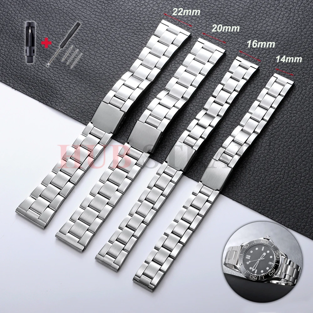 14 16 20 22 mm Edelstahlarmband Faltschließe Armband Universal Metallarmband für Seiko Damen Herren Armband Zubehör Image