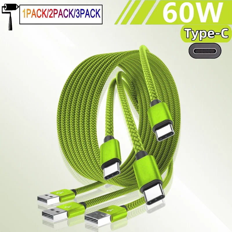 1PCS 2PCS 3PCS USB A zu Typ C Ladekabel 2,4 A Nylon Datenkabel Für Huawei Samsung Xiaomi android telefon TypeC Lade Gerät Image