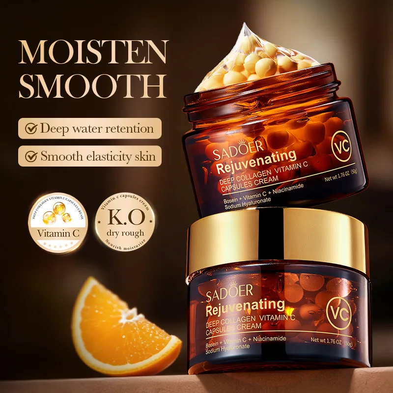 Crema capsula di vitamina C Collagene Rimuovi crema antirughe Anti-età Rassodante Lifting Dissolvenza Linee sottili Idratante Illumina la cura della pelle