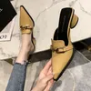 Weibliche Schuhe Abdeckung Zehe Schmetterling-Knoten Maultiere für Frauen Hausschuhe Casual Platz Ferse Faulenzer Rutschen Neue Luxus Spitz Frauen schuhe