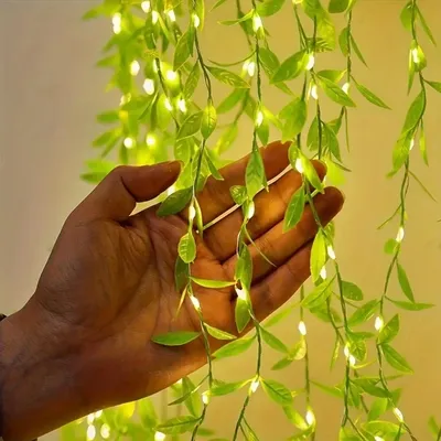 Battery Ivy Vines Fairy String Lights Willow Curtain Lamp DIY LED Light Imitation Leaf Artificial Leaf Copper Wire Light
