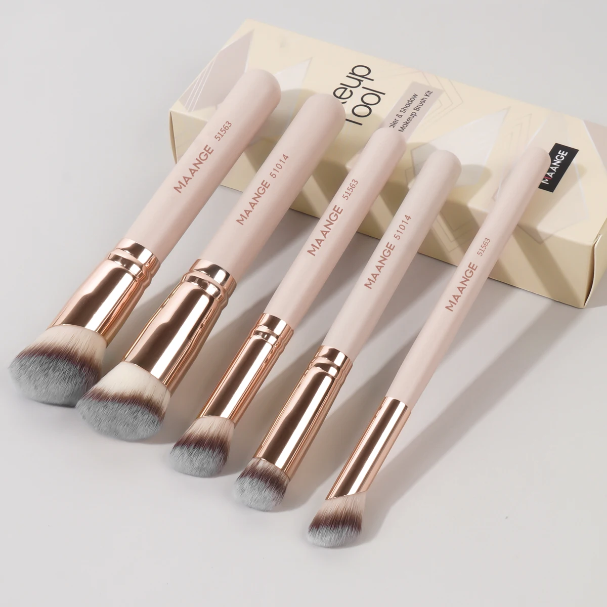 MAANGE Make-up-Pinsel, 5 Stück, Puder, Rouge, Foundation, Make-up-Pinsel, tragbar, für flüssige Creme, Kosmetik, Blending Beauty, Make-up-Set
