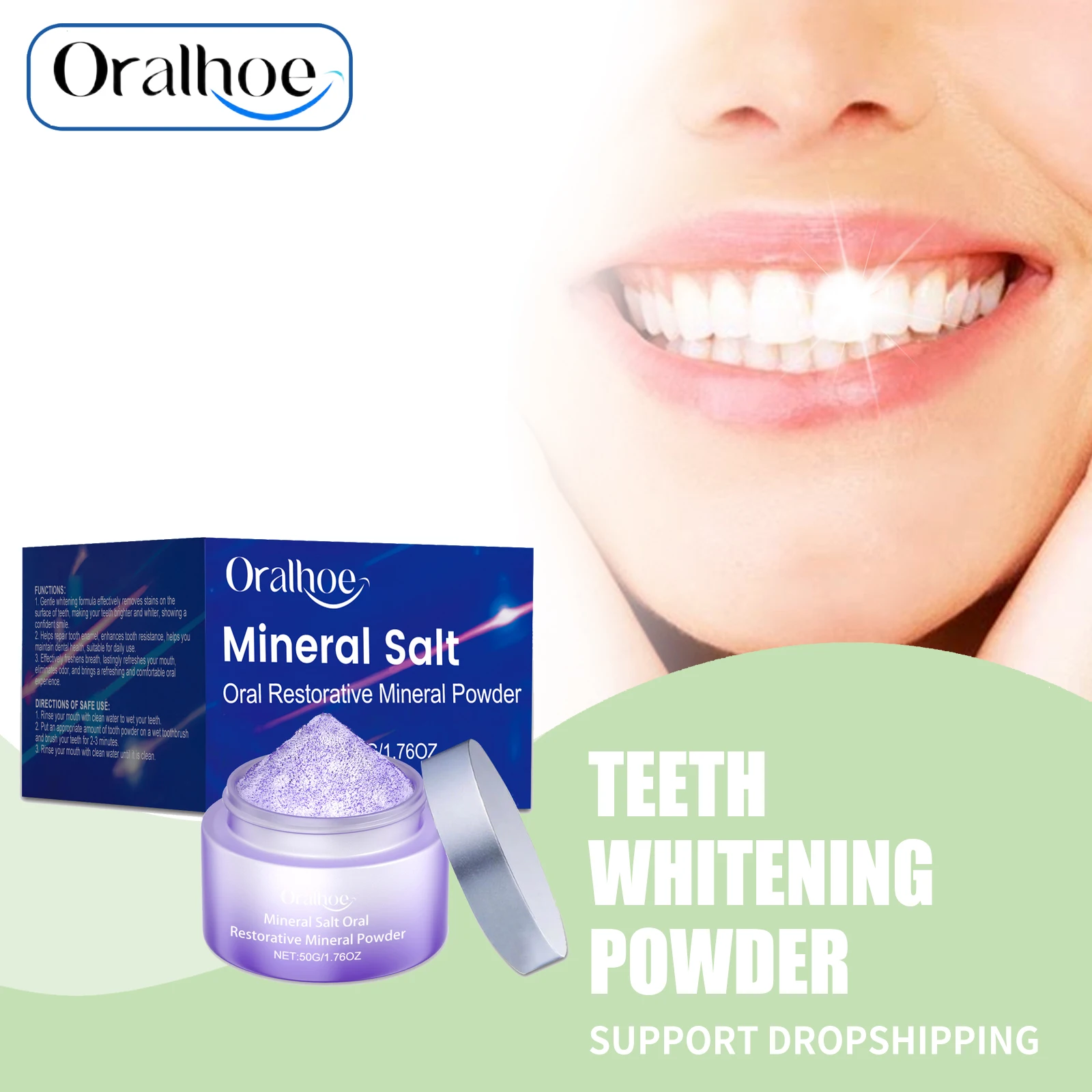 Lila Zahnpulver Tiefenreinigung Zahnflecken Plaque Zahnsteinentfernung Verbessern Sie gelbe Zähne Stärken Sie die Zahnschmelzreparatur Zahnpasta Image