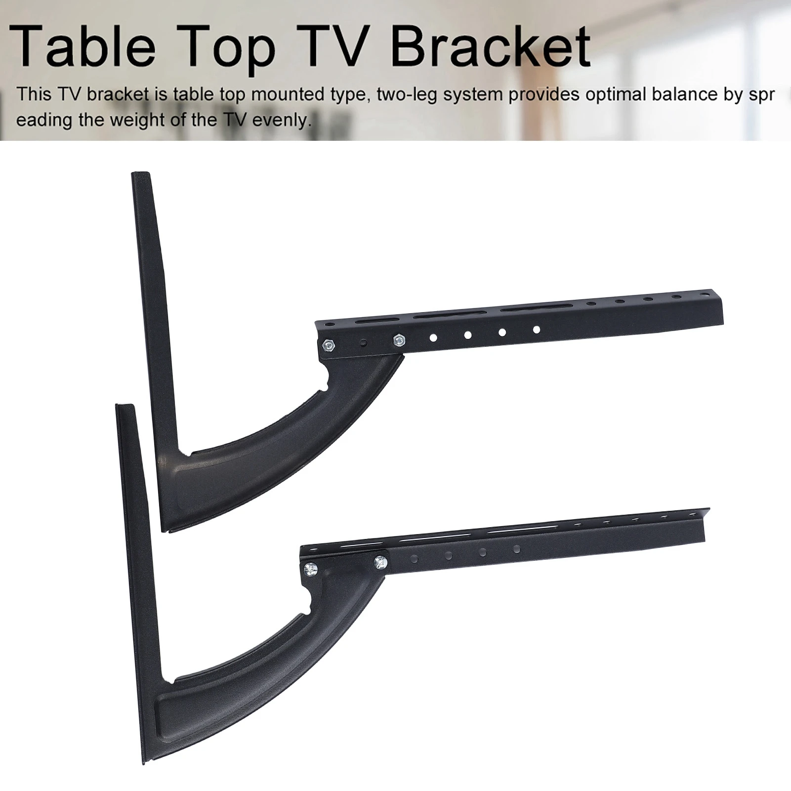 Schwarze Metall-Stahlhalterung für flachen LED-LCD-Bildschirm, TV, Desktop, Tischplatte, Ständer, Halter, Desktop-TV-Halterung, TV-Ständer, TV-Halterung Image