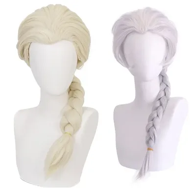 Elsa Prinzessin Charakter Perücke Ball Abendkleid Match Kopfbedeckung Widow's Peak Braid Kopfbedeckung Anime Frozen Anna Princess Rollenperücke