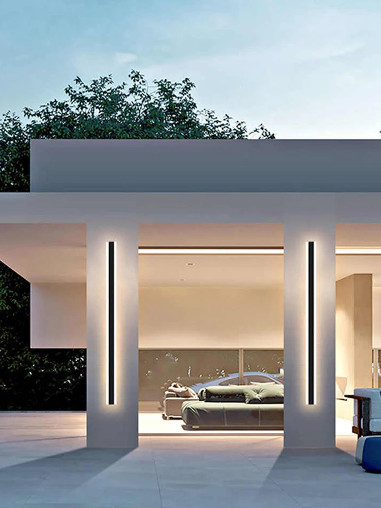 Modern Minimalist LED Waterproof Outdoor Wall Fitting Long type Nordic Style Courtyard Villa Door Decoration Garden Wall Lamp