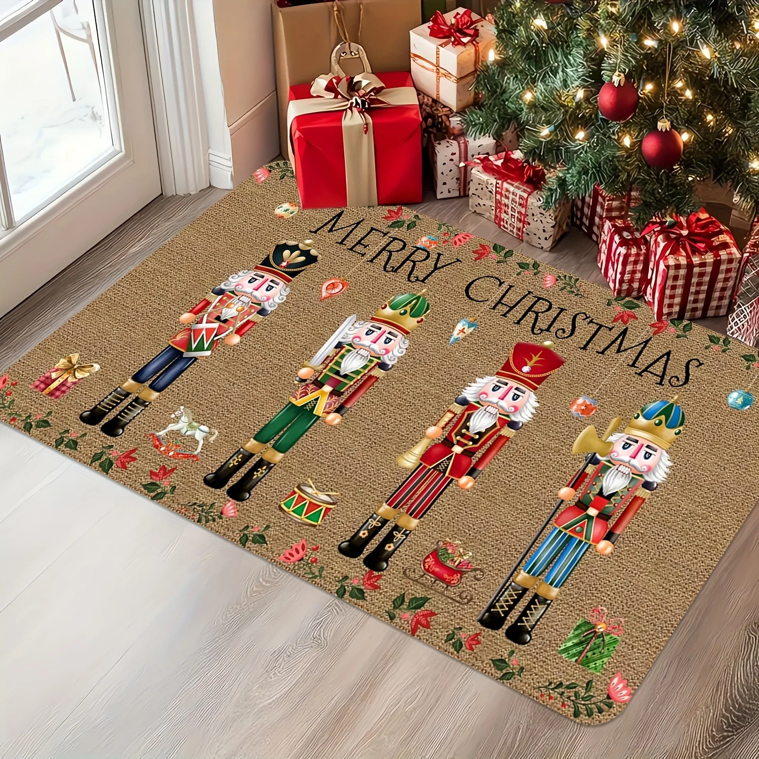 Frohe Weihnachten Teppich Weiche Flanell Festliche Bodenmatte für Wohnzimmer Willkommen Fußmatte Home Dekorationen Eingangstür Willkommen Matte