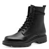 Schnürstiefelette TAMARIS, Damen, Gr. 40, schwarz, Leder, Lederimitat, unifarben, casual, Schuhe, Blockabsatz, Schnürboots mit schaftumwickelnenden Schnürsenkeln