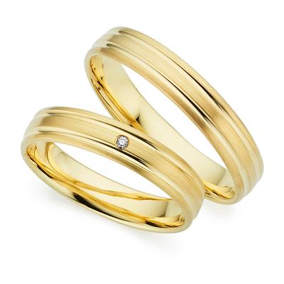 Trauring PHÖNIX "Schmuck, Partnerring, Ehering, Verlobungsring, Freundschaftsring" Gr. 59, gold (gelbgoldfarben), Fingerringe, 59, 0,01 ct SI = kleine Einschlüsse mit Brillant, Silber 925 (Sterlingsilber), 4mm, Made in Germany - wahlweise mit oder... Image