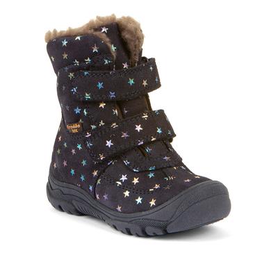 Winterstiefel FRODDO "LINZ WOOL TEX HIGH", Kinder, Gr. 25, blau (dunkelblau, glitzer), Veloursleder, Glitzermuster, klassisch, Schuhe, Klettstiefel, Snowboots mit Wollfutter Image