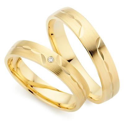 Trauring PHÖNIX "Schmuck, Partnerring, Ehering, Verlobungsring, Freundschaftsring" Gr. 54, gold (gelbgoldfarben), Fingerringe, 54, 0,01 ct SI = kleine Einschlüsse mit Brillant, Silber 925 (Sterlingsilber), 4mm, Made in Germany - wahlweise mit oder... Image