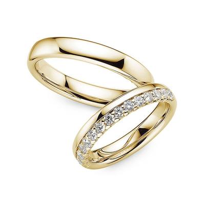 Trauring PHÖNIX "Schmuck, Geschenk, Partnerring, Ehering, Goldring" Gr. 57, gold (gelbgoldfarben, kristallweiß, kristallweiß), Fingerringe, 57,mit Zirkonia, Gelbgold 333, 4mm, Made in Germany - wahlweise mit oder ohne Zirkonia Image
