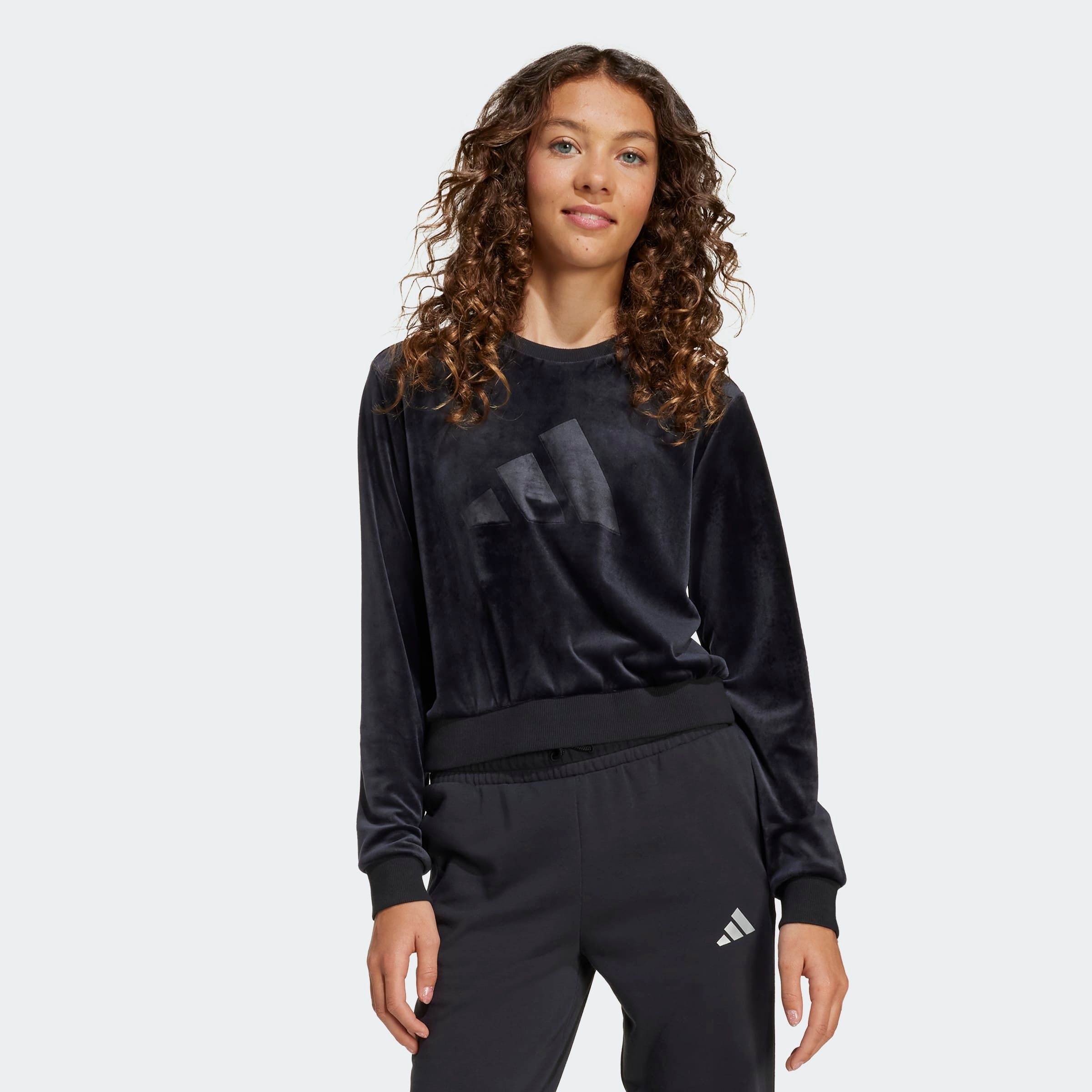 Sweatshirt ADIDAS SPORTSWEAR "JG HLD C SWT", Kinder, Gr. 164, schwarz, Obermaterial: 94% Polyester, 6% Elasthan, Rundhals, Sweatshirts Image