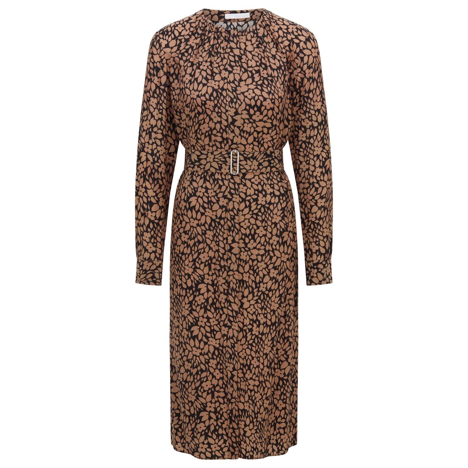 Boss Damen Dibanora2 Seidenkleid (Schwarz/Braun) Image