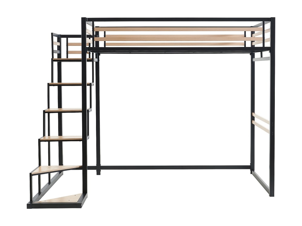 Letto a soppalco metallo nero 140 x 200 cm