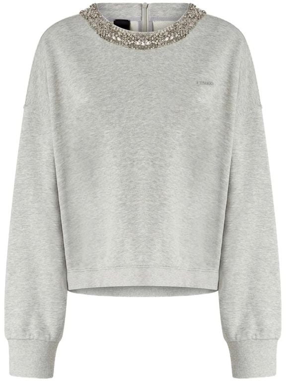 Sequin-Embellished Sweatshirt - Gray - Pinko Sweats