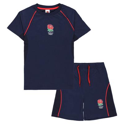 England Rugby-Loungeset mit Shorts und T-Shirt – Junior – Marineblau Image