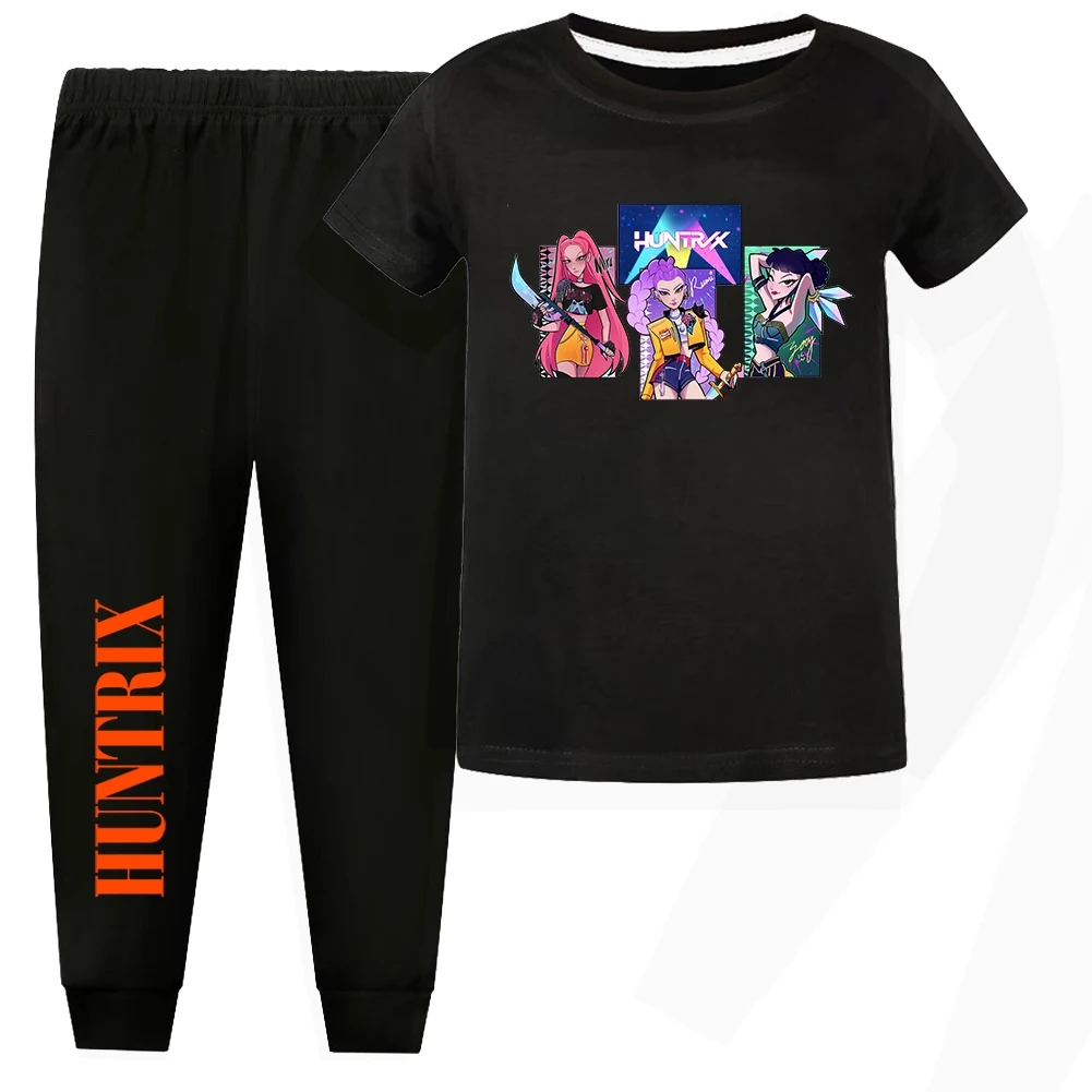 Été KPop démon chasseurs vêtements enfants fille KPop démon chasseurs pyjama bébé à manches courtes t-shirt + Shorts enfant en bas âge garçons vêtements de nuit