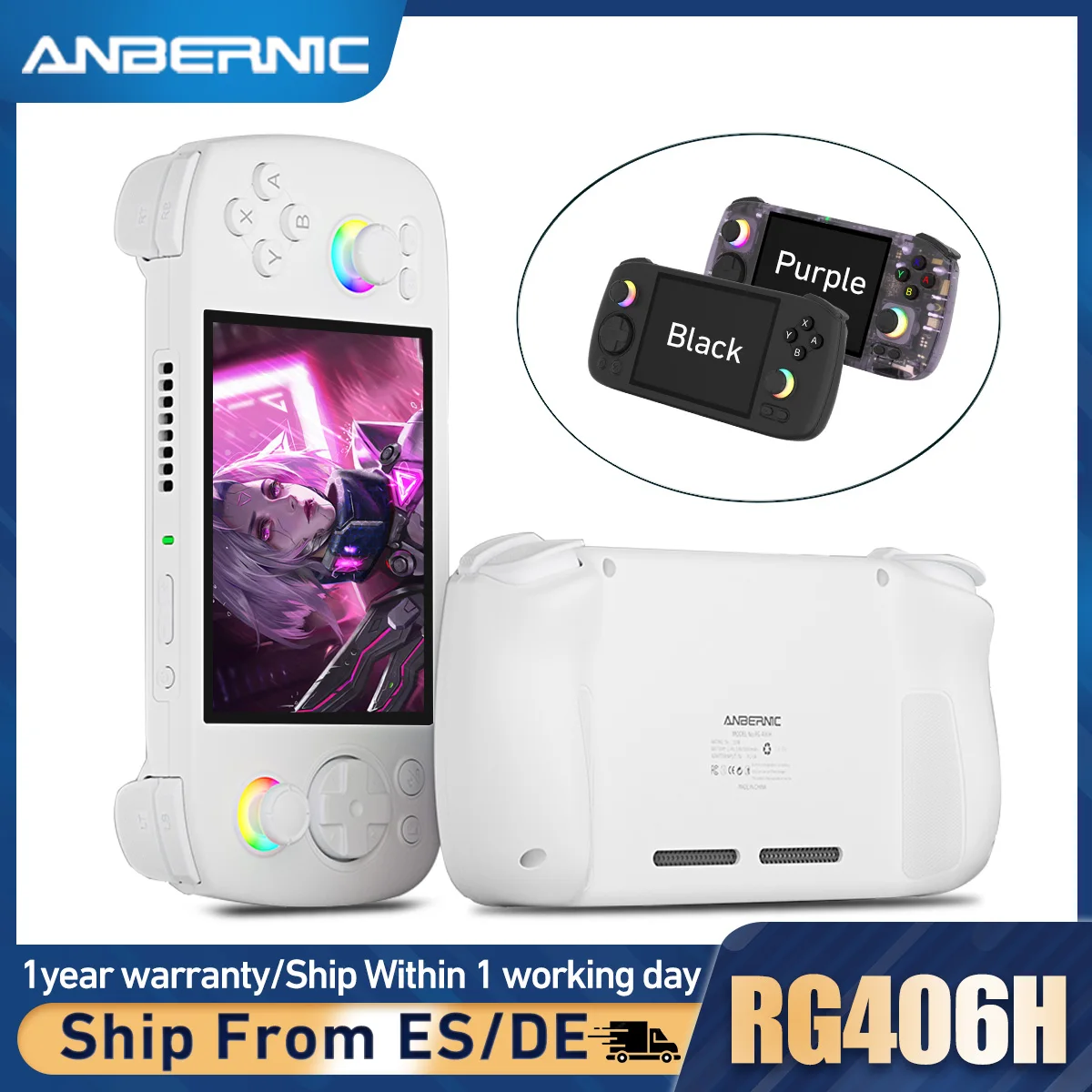 ANBERNIC RG406H Console de jeu portable rétro 4 pouces 5000mAh Android 13 Unisoc T820 processeur émulateur lecteur de jeu vidéo RG 406H