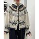 Per donna Felpa Cardigan Maglione Fair Isle Moda Casual Geometrico A Coste Con Cappuccio Bottoni Lavorato a maglia Stampato Manica Lunga Top Regolari Maglia Natale All'aperto Quotidiano Beige Autunno