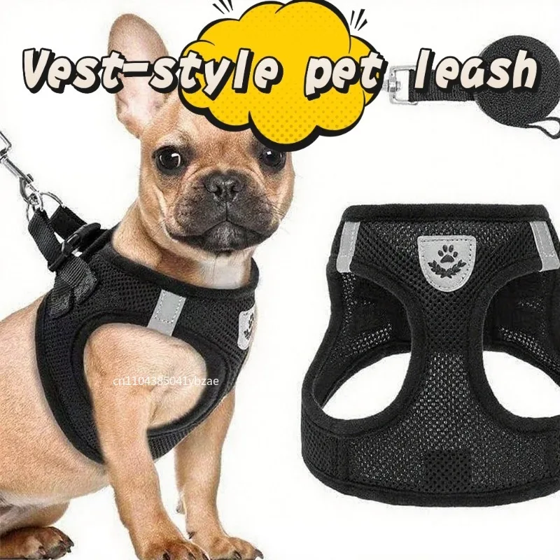 Katzengeschirr Weste Walking Lead Leine für Welpen Hunde Halsband Polyester Verstellbares Mesh Hundegeschirr für kleine und mittelgroße Haustierzubehör