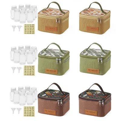 Gewürzflaschen-Set, Aufbewahrungstasche, großes Fassungsvermögen, Camping-Gewürzspender-Set, Gewürzdosen, Organizer für Picknick, Camping, Grillen