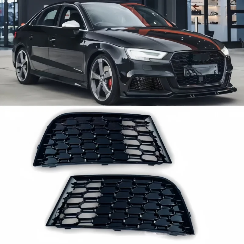 Fendinebbia Griglia Griglia di Copertura Per Audi A3 8V Sline S-line S3 2017 2018 2019 2020 2pcs Sinistra Destra Paraurti Anteriore a nido d'ape Mesh