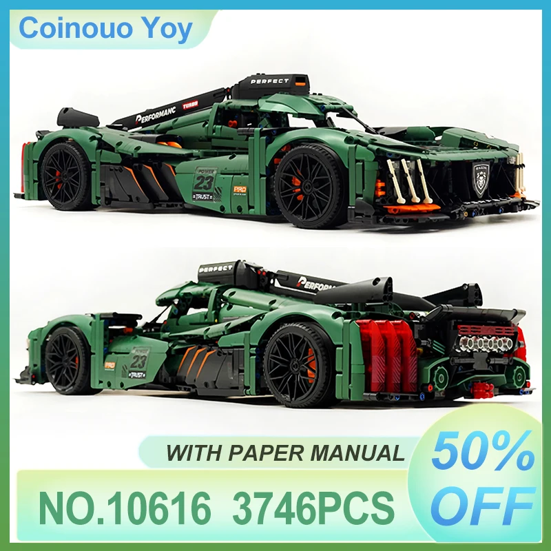 Sportwagen Grün 9X8 Rennmodell Bausteine MOC 10616 High Tech Speed Fahrzeug Ziegel Puzzle Spielzeug Kit Weihnachtsgeschenk Kinder Jungen