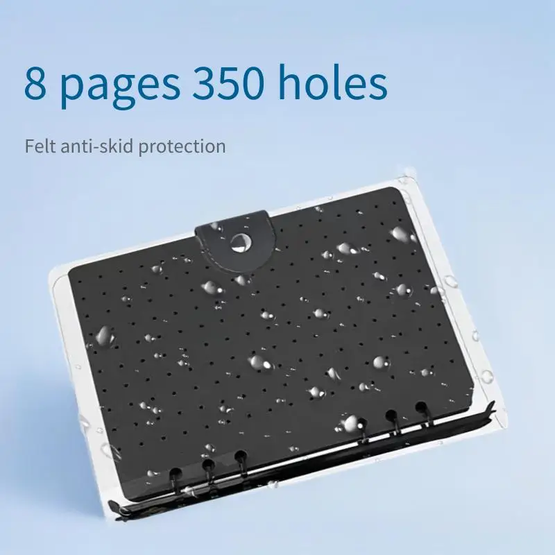 1 Stück 23,36 cm * 17 cm Filz-Aufbewahrungsbox, Emaille-Pin-Anzeigebuch, 8 Seiten, 350 Löcher, Aufbewahrungsdisplay, tragbar, Filz, Seeblau, Schwarz