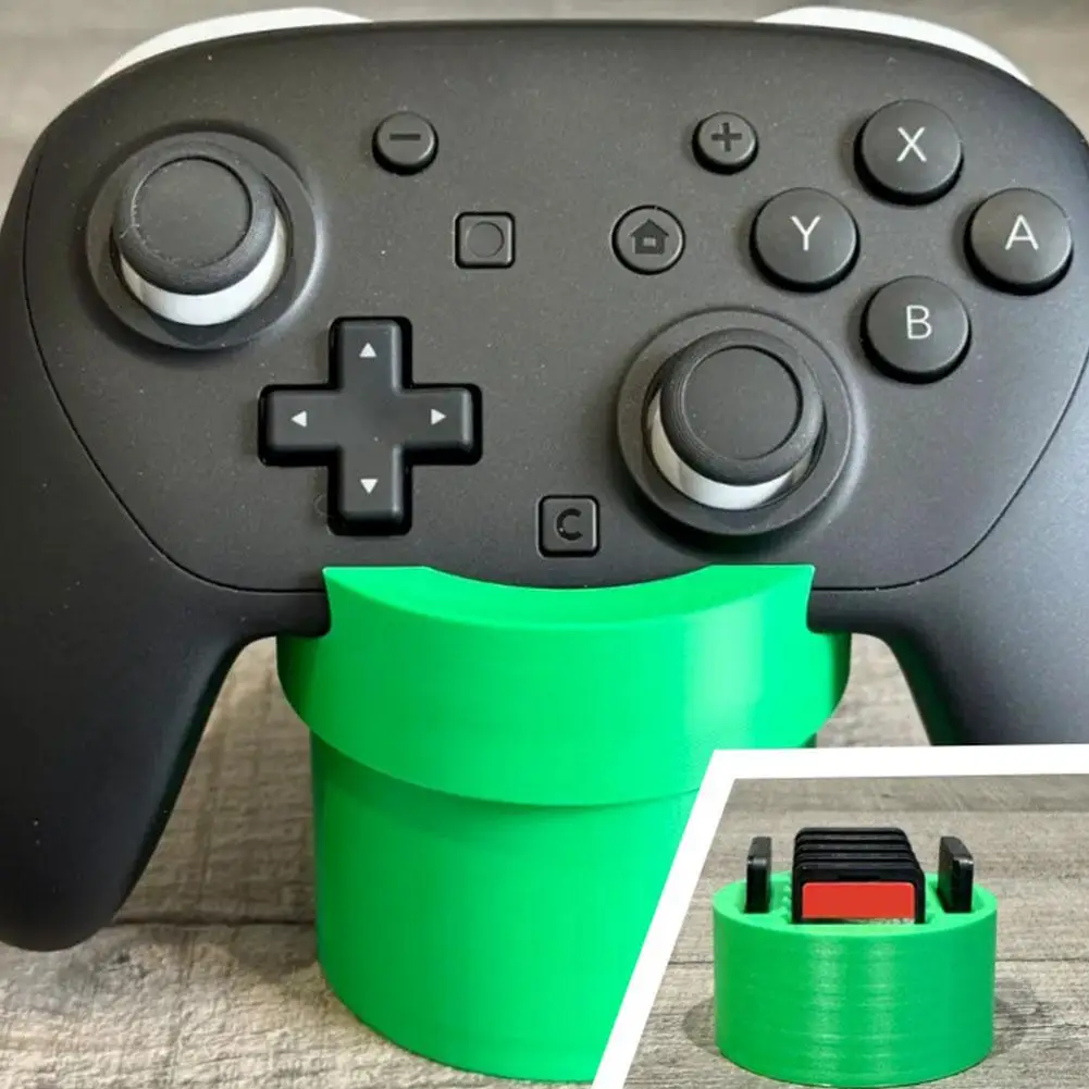 Game Controller Stand for Switch Pro Xbox Controller Holder with Card Slots Classic Green Sewer Pipeline Design