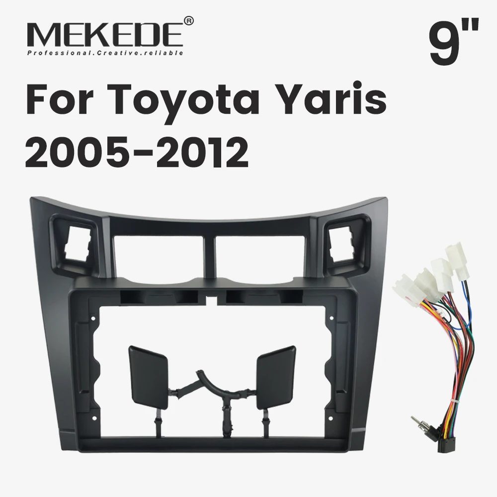 MEKEDE 9 Zoll Auto Multimedia Radio Rahmen Kit für Toyota Yaris 2005-2012 Armaturenbrett Kabel Panel Radio Rahmen Komplettset Image
