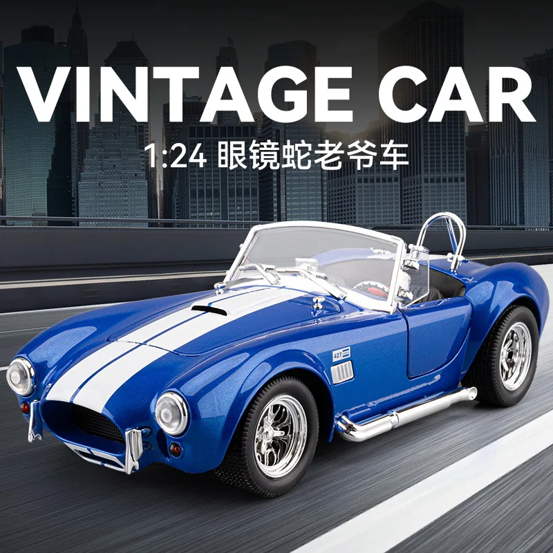 1:24 SHELBY Cobra 427 SC Sportwagen Legierung Druckguss Modellauto Sound & Licht Kind Kinder Spielzeug Geschenk für Jungen Sammeln Hobby