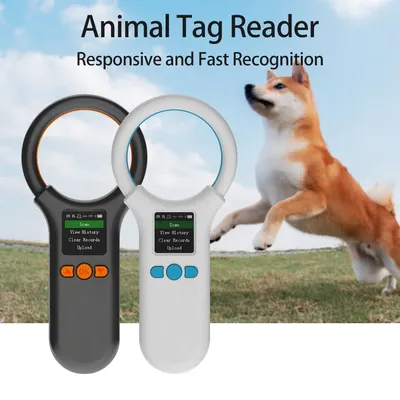 Haustier-Tag-Scanner, ID-Leser, RFID, EMID, Tier-Handheld-Chip-Leser, BT + USB + 2,4 G, unterstützt 500 Informationen, Speicherfunktion