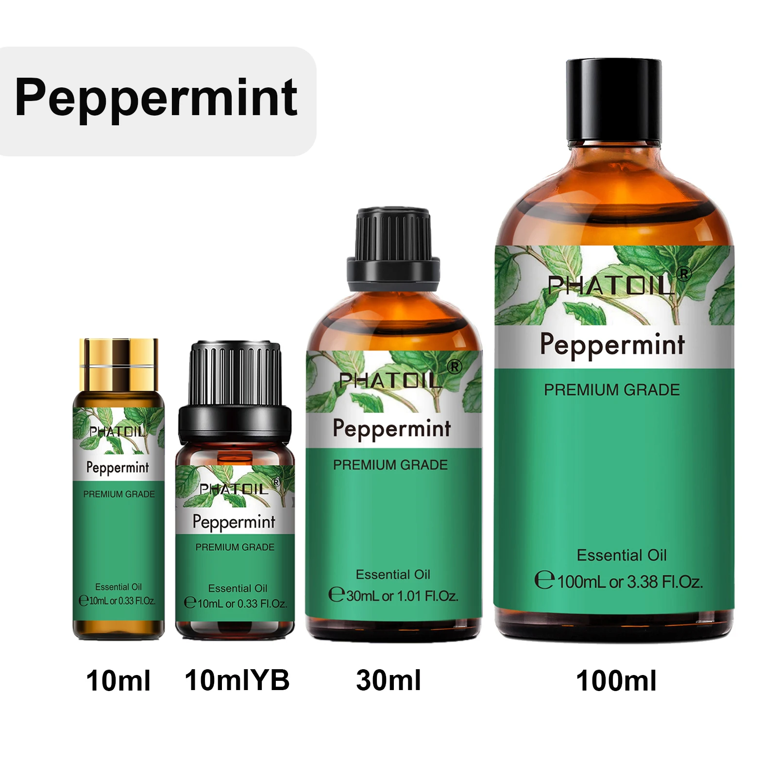 PHATOIL 1PCS 10ml/30ml/100ml Natürliches Pfefferminz Ätherisches Öl Für Aromatherapie, Diffusor, erfrischend, Massage, Kerzenherstellung Image