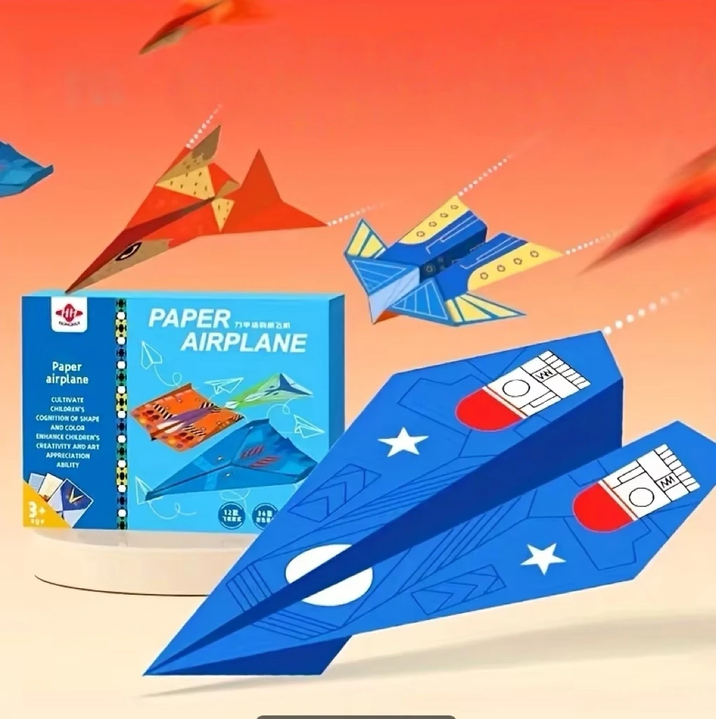 36 Stück farbiges Papier – handgefertigtes kreatives Colir-Flugzeug-Origami, 3D-Origami-Handbuch zum Selbermachen, Feiertags- und Geburtstagsgeschenke für Kinder Image