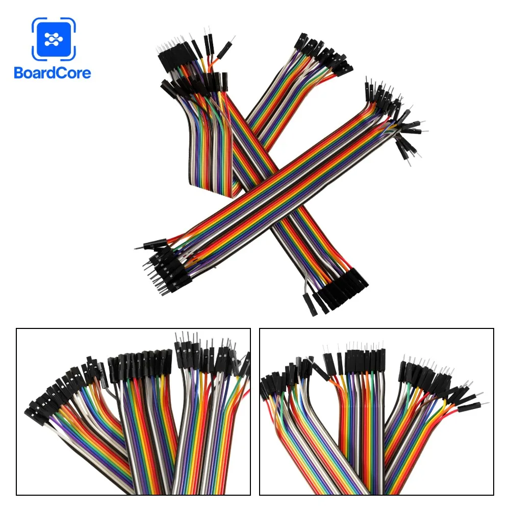 60-300PCS 20CM 20Pin Dupont Linie Buchse auf Buchse, Stecker auf Buchse + Stecker auf Buchse DIY Breadboard Jumper Wire Kit Image