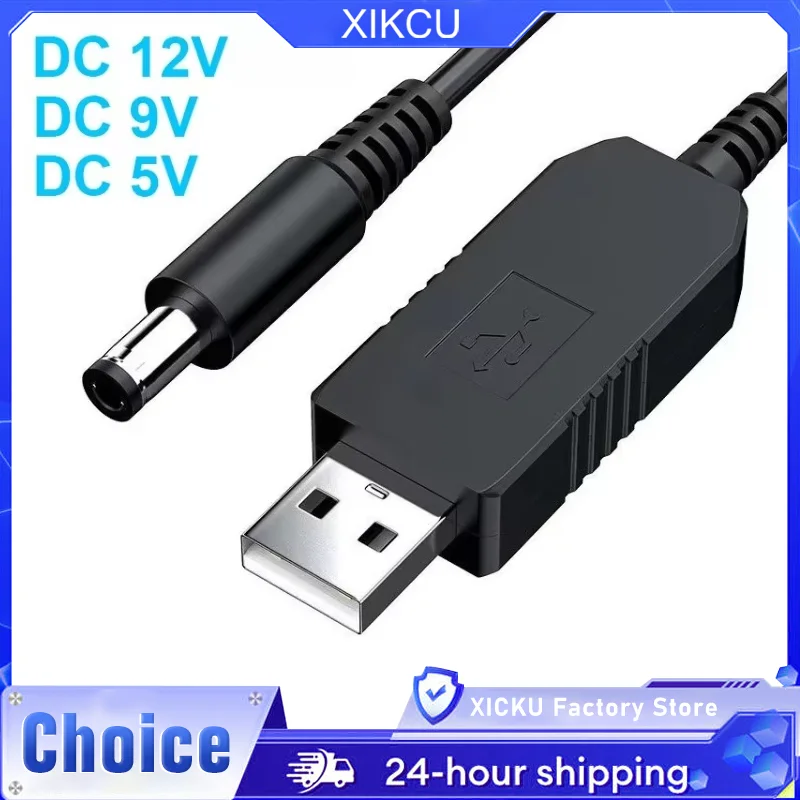 5,5*2,1mm WiFi zu Powerbank Kabel Stecker DC 5V zu 12V USB Kabel Boost Konverter Step-up Kabel für Wifi Router Modem Fan Image