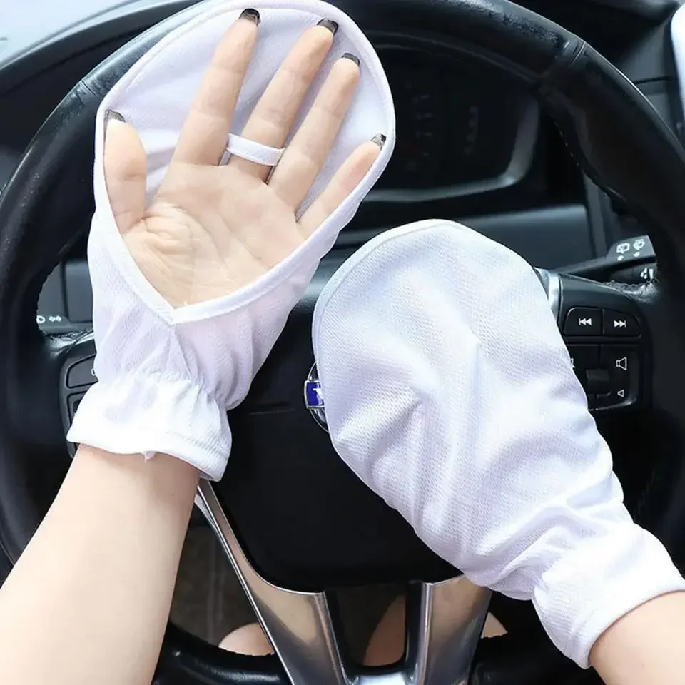 1 paar Sommer UV Schutz Sonnenschutz Handschuhe für Frauen Im Freien Fahren Radfahren Atmungsaktive Dünne Anti-sonnenbrand Finger Abdeckung Handschuhe Image