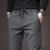 Herbst Winter Gebürstet Stoff Casual Hosen Männer Dicke Business Arbeit Dünne Baumwolle Schwarz Grau Hosen Männlich Plus Größe 28-38