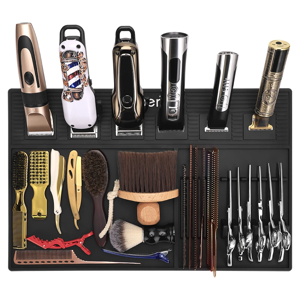 Magnetische Werkzeug Pad Friseursalon Anti Slip Wasserdichte Silikon Lagerung Pad Kamm Schere Haar Schneiden Werkzeug Desktop Lagerung Pad Image