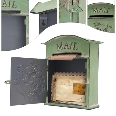 Wall Mounted Mailbox Vintage Letter Box Waterproof Postbox Metal Retro Postbox for Hanging on Most Walls Shed Gate or Garage