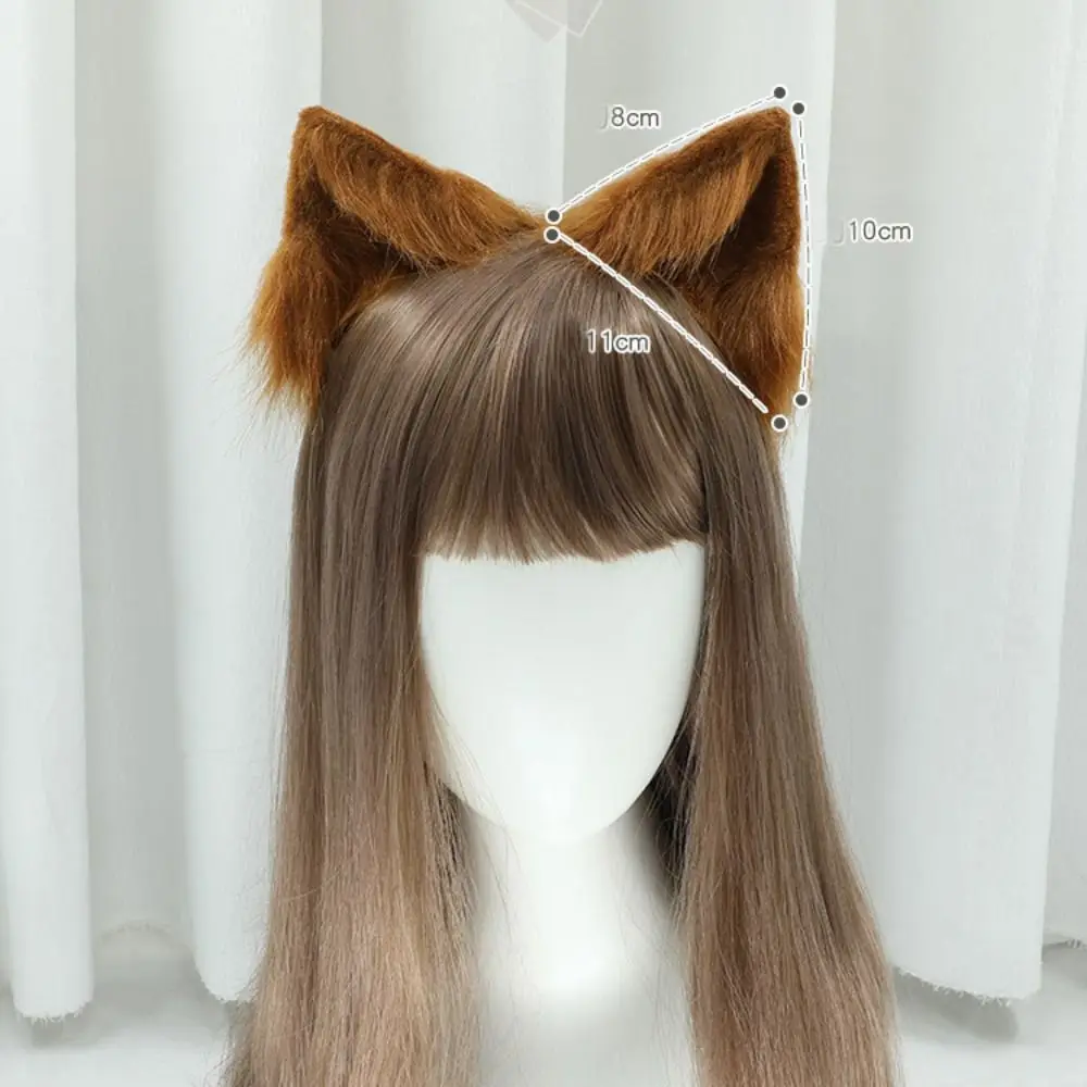 Fermagli per capelli con orecchie di gatto pelose Lolita Orecchio di volpe di peluche Orecchie di animali Copricapo Orecchio di lupo Accessori per capelli artificiali per feste cosplay