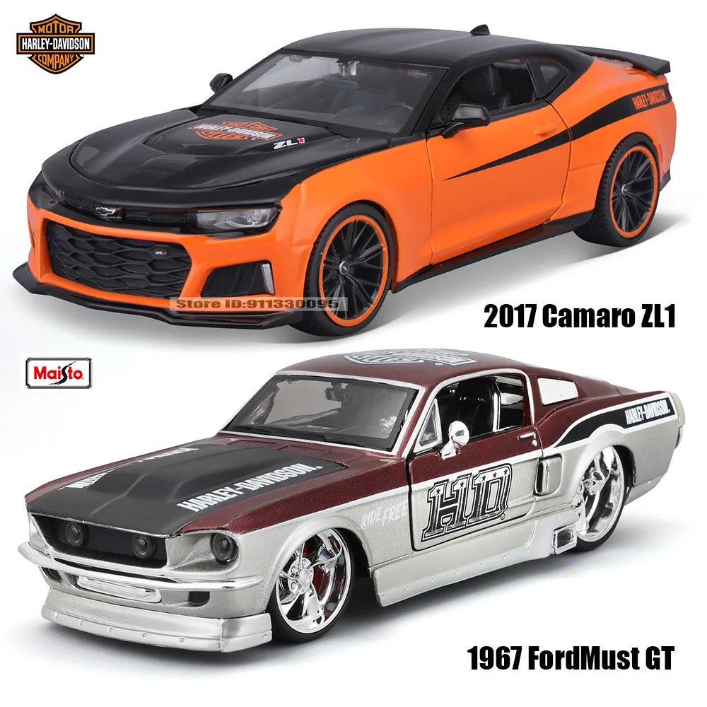 Maisto 1:24 Harley Joint Venture 2017 Chevrolet Camaro ZL11967 Ford Mustang GT Legierung Automodell Dekoration Sammlung Spielzeug Geschenke Image