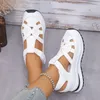 Geschlossene Zehen Damen Feste Keilsandalen Mode Hohle Damen Sandalen Schnallenriemen Höhe zunehmende Sommer Damen Schuhe Büro