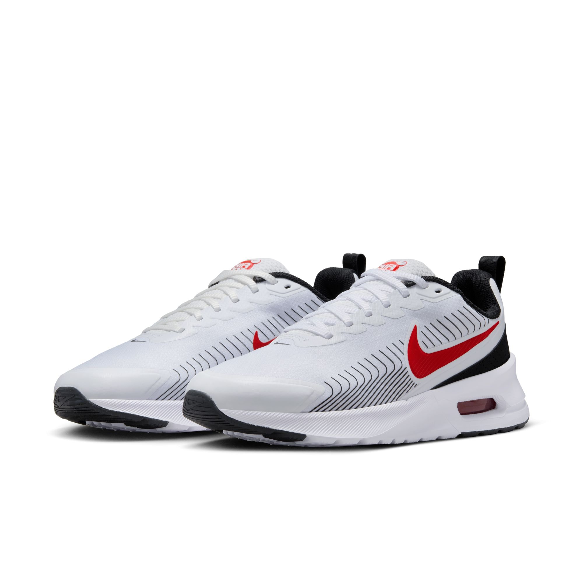 Sneaker NIKE SPORTSWEAR "AIR MAX NUAXIS", Gr. 42,5, weiß, university rot, schwarz, weiß, Schuhe