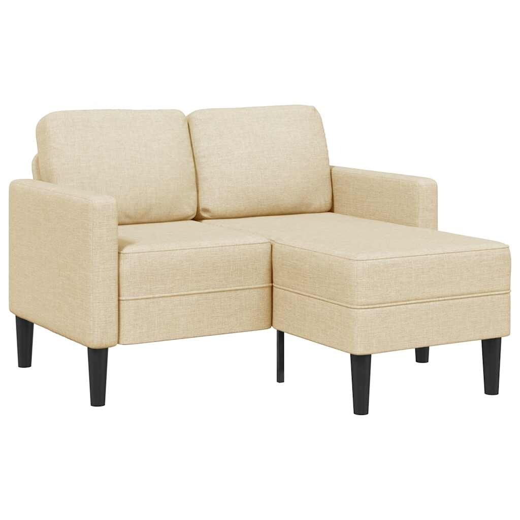 vidaXL 2-Sitzer-Sofa mit Chaiselongue L-Form Creme 125 cm Stoff Image