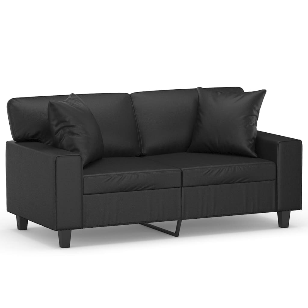 vidaXL 2-Sitzer-Sofa mit Zierkissen Schwarz 120 cm Kunstleder Image